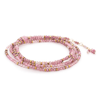 Pink Tourmaline Wrap Bracelet - Necklace