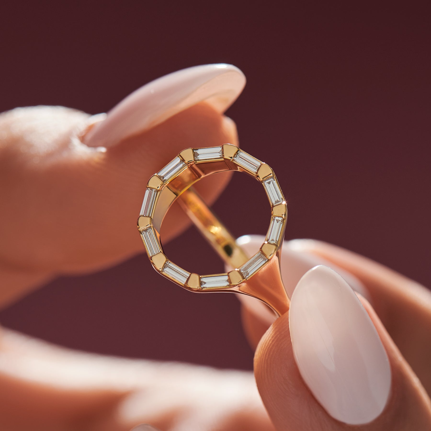 Baguette Diamond Circle Statement Ring Anne Sportun Fine Jewellery