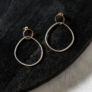 Interlocking Circle & Pear Post Earrings