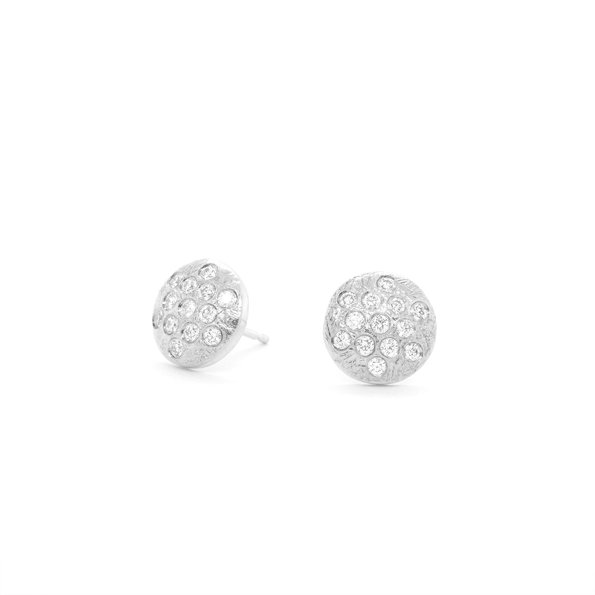 8.5mm Boulder Pave Diamond Disc Stud Earrings