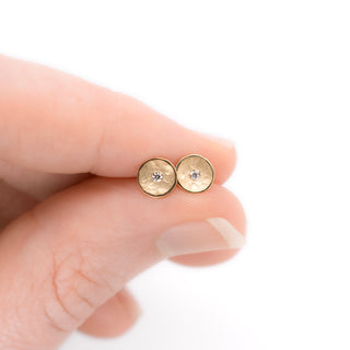 Tiny Hammered Diamond Disc Studs