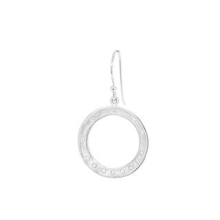 Open Circle Diamond Hammered Disc Earrings