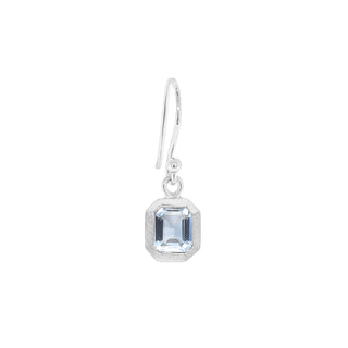 'Boulder' Bezel Emerald Cut Gemstone Drop Earrings