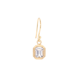 'Boulder' Bezel Emerald Cut Gemstone Drop Earrings