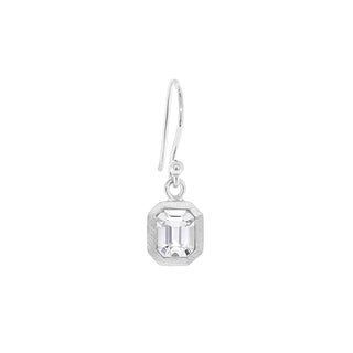 'Boulder' Bezel Emerald Cut Gemstone Drop Earrings