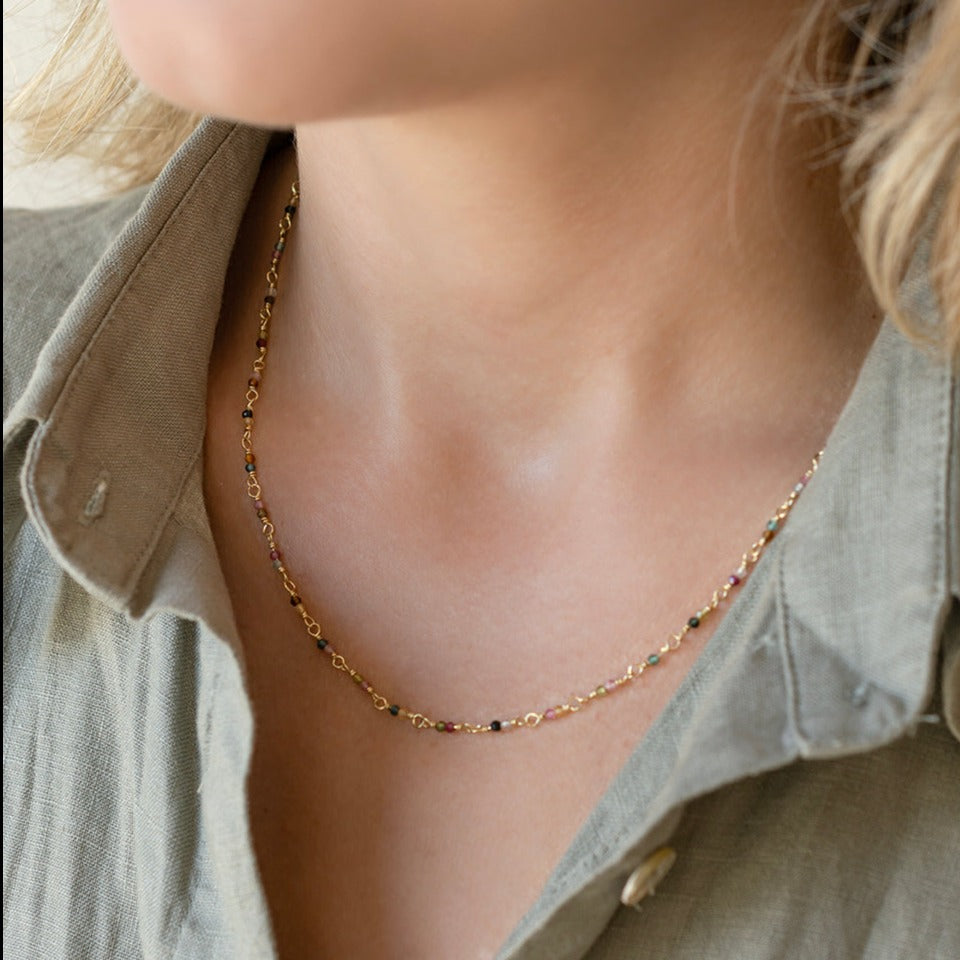 Hand Tied Natural Gemstone Necklace