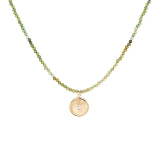 'Wrap' Gemstone 10mm Hammered Diamond Disc Necklace