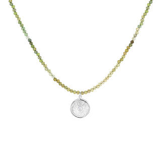 'Wrap' Gemstone 10mm Hammered Diamond Disc Necklace