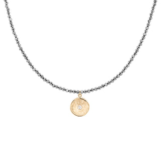 'Wrap' Gemstone 10mm Hammered Diamond Disc Necklace