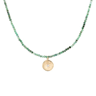 'Wrap' Gemstone 10mm Hammered Diamond Disc Necklace