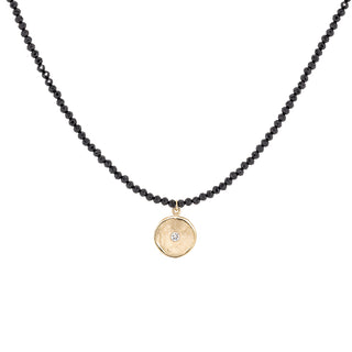 'Wrap' Gemstone 10mm Hammered Diamond Disc Necklace