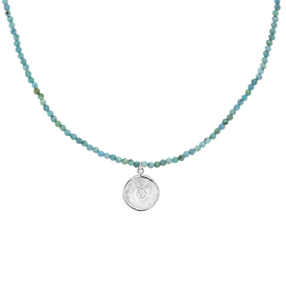 'Wrap' Gemstone 10mm Hammered Diamond Disc Necklace