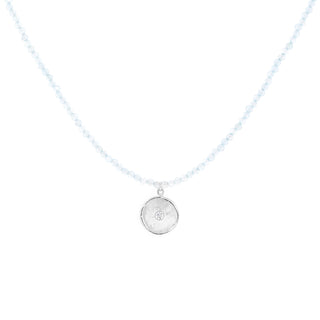 'Wrap' Gemstone 10mm Hammered Diamond Disc Necklace