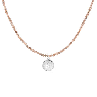 'Wrap' Gemstone 10mm Hammered Diamond Disc Necklace