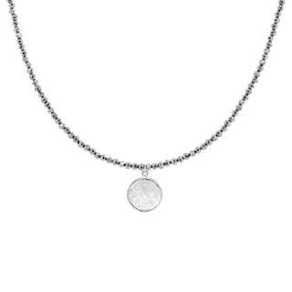 'Wrap' Gemstone 10mm Diamond Spray Hammered Disc Necklace