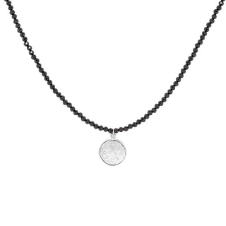 'Wrap' Gemstone 10mm Diamond Spray Hammered Disc Necklace