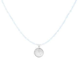 'Wrap' Gemstone 10mm Diamond Spray Hammered Disc Necklace