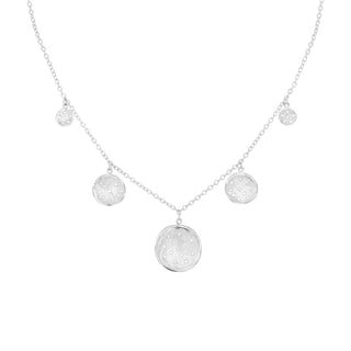 Graduating Five Hammered Disc Diamond Spray Necklace