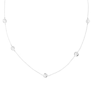 Eight Hammered Station 6mm Diamond Disc Necklace