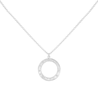 Open Hammered Diamond Spray Circle Necklace