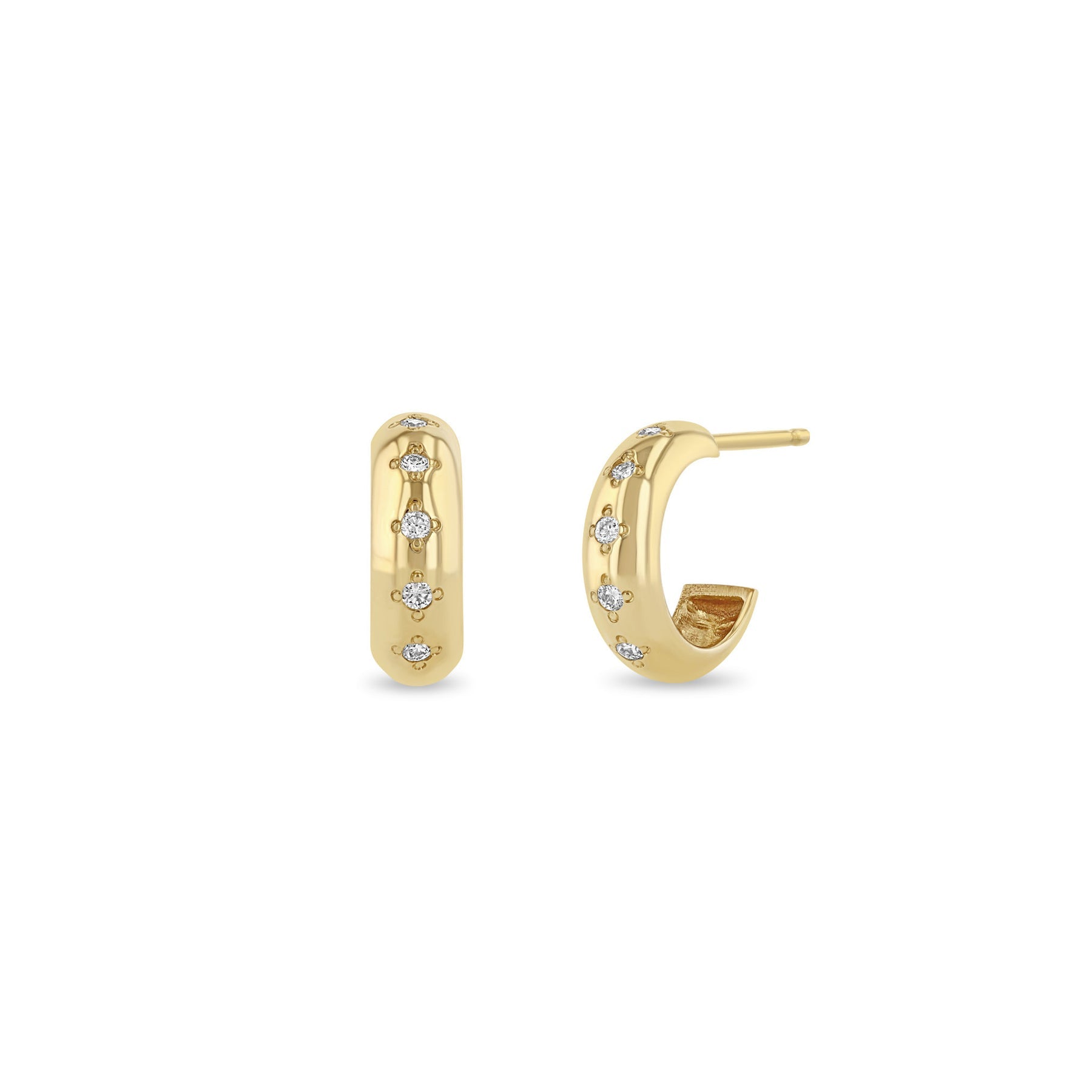 5 Diamond Chubby Huggie Hoops | 14k – Anne Sportun Fine Jewellery