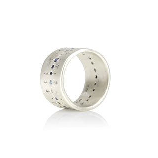 Sapphire Aqua Diamond Organic Wide Band