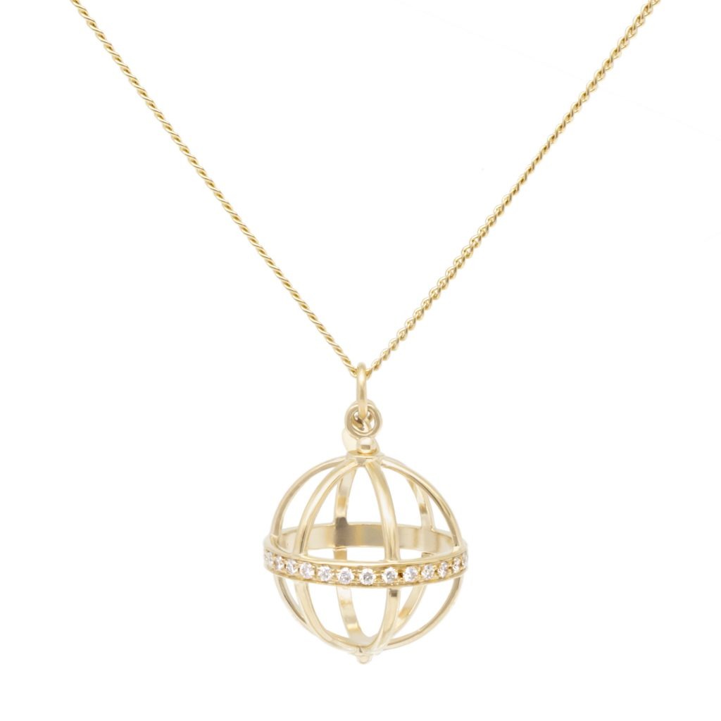 Gold cage pendant deals