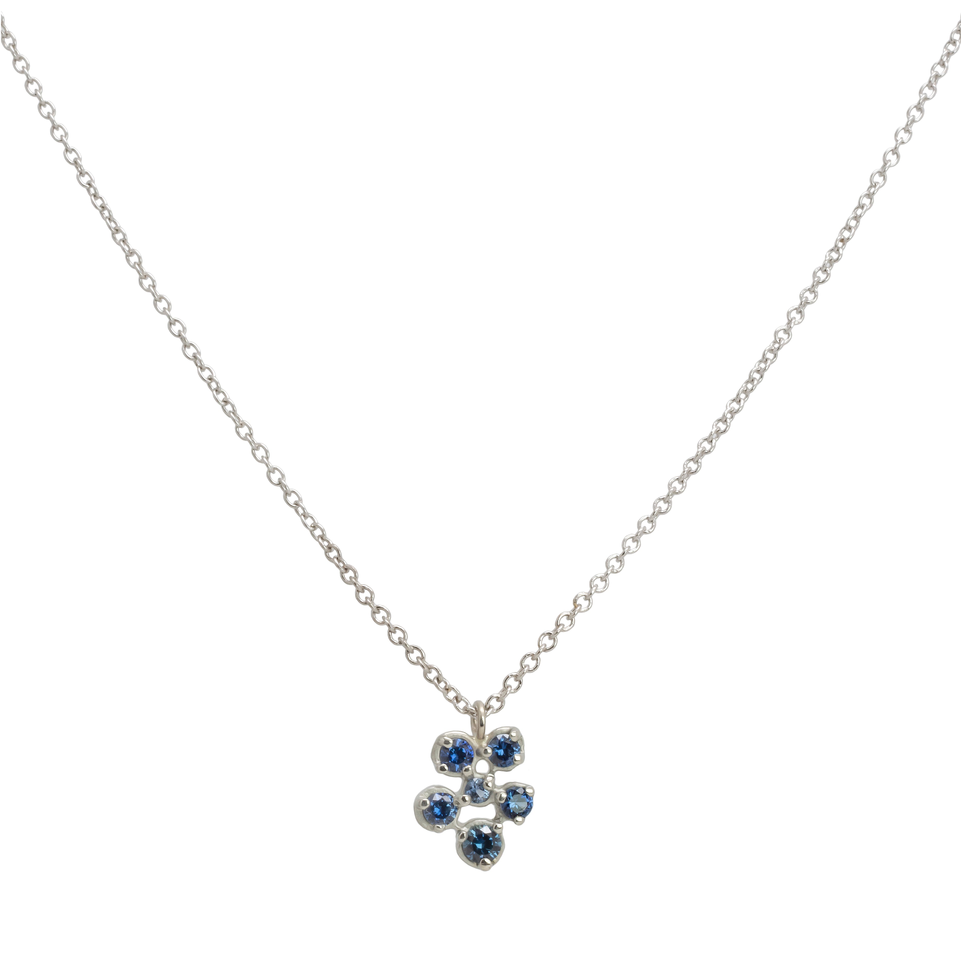 Small Flower Cluster Blue Sapphire Festival Necklace