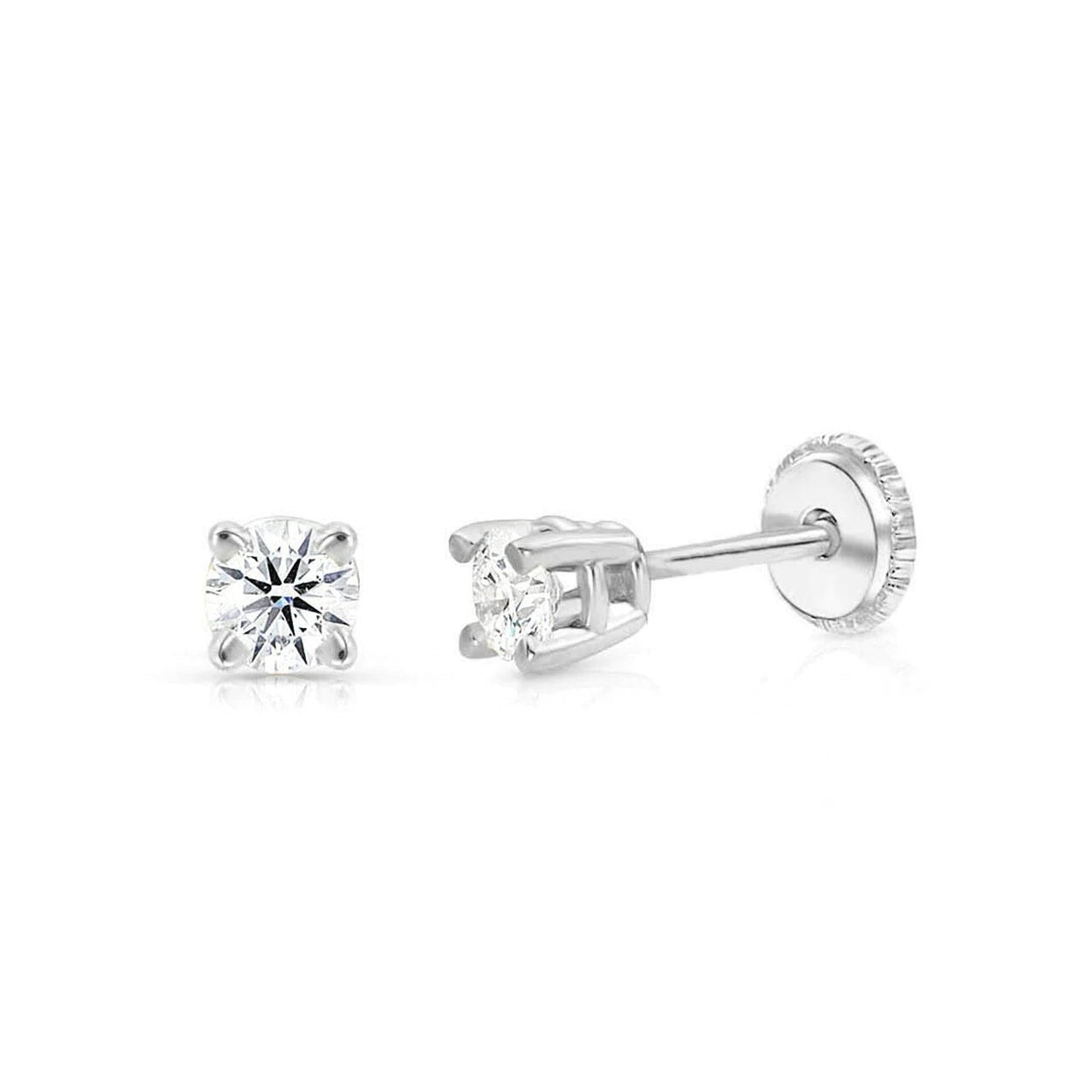 Gold diamond stud earrings screw deals back