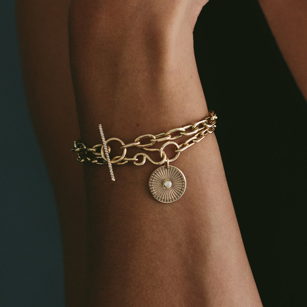 Extra Large Square Oval Link Chain Bracelet With Pav Diamond Toggle 14k