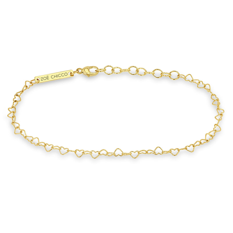 Gold heart chain bracelet store